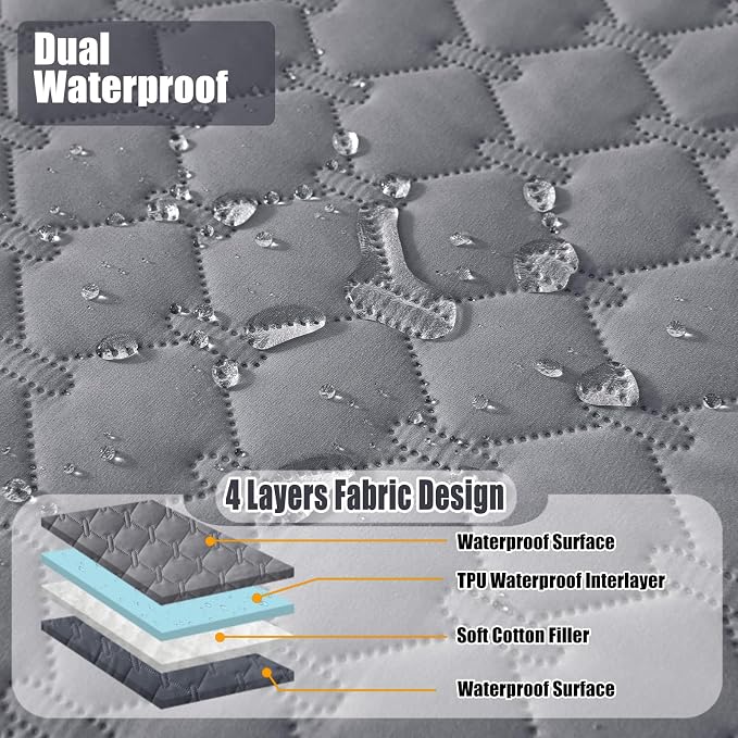 Smiry Waterproof Dog Bed Cover Blanket, Soft Reversible Pet Blanket, Washable Leakproof Cats Dogs Couch Cover for Sofa, Couch, Furniture (68x82 Inch, Grey/Dark Grey)
