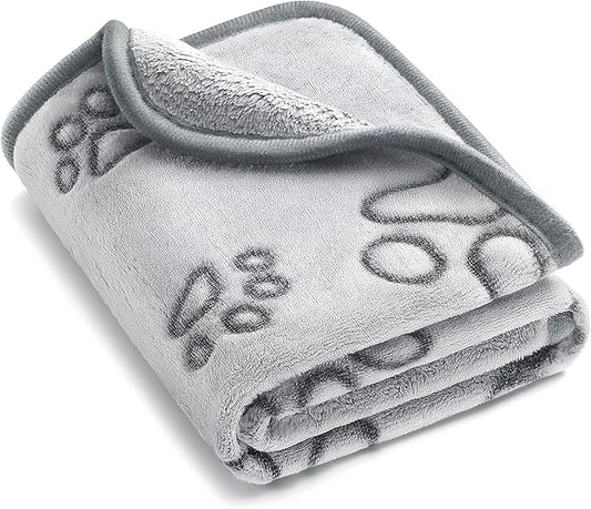 UTTPLL Blanket-Machine-Washable-Premium-Shedding Soft Dog Blanket 23"x16" Fluffy Warm Fleece Paw Print Pet Flannel Cat Blanket for Indoor Cats Small Dog Puppy Essentials Grey