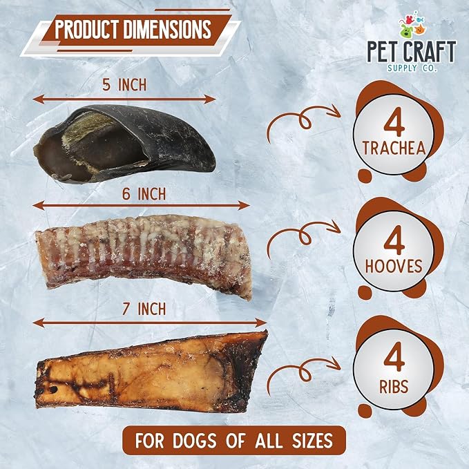 Pet Craft Supply All Natural Healthy Buffalo Butcher 12 Pack Bones Dog Chews Treats for Aggressive Chewers Long Lasting Rawhide Free Premium Slow Roasted for Small Medium Large Dogs