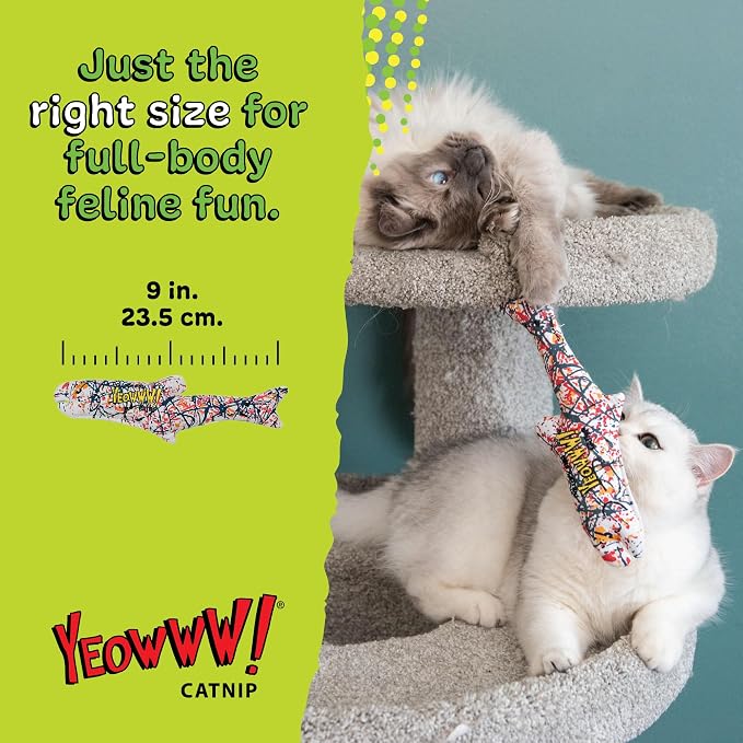 Yeowww! Catnip Pollock Fish Catnip Cat Toy - 10 in Kicker Toy for cats, 100% Stuffed with Premium Organically Grown Catnip, Made in USA