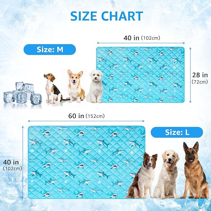 SCENEREAL Dog Cooling Mat for Small Meduim Breeds Dogs, 28"x40" Reversible Self- Cooling Mat for Summer Heat, Ice Cool Soft Pet Throw Blanket Use in Couch, Car, Seat, Bed- Machine Washable