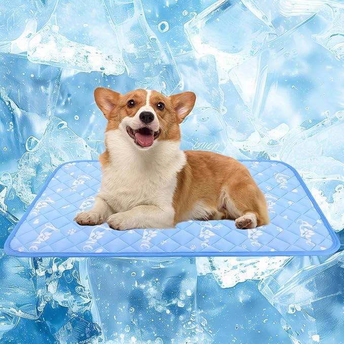 MH MYLUNE HOME Dog Cooling Mat 36x23 Inch - Cool-Chill Cool Fiber, Endothermic Color Changing Pet Pad for Dogs & Cats, Double-Sided Cooling & Warm, Foldable & Washable Summer Blanket