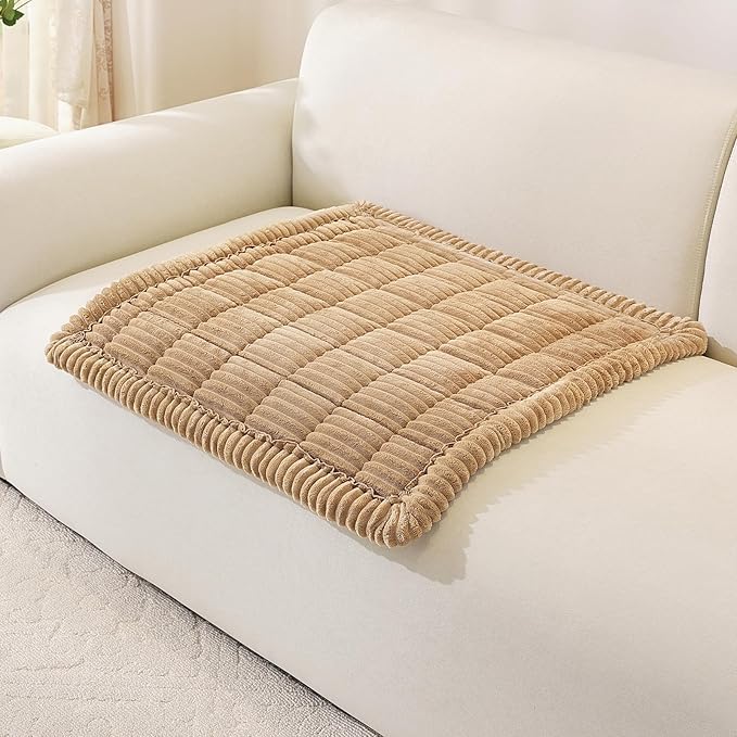 Royhom Chair Cover for Dogs, Thick Soft Couch Arm Cover, Headrest Armrest Covers, Furniture Cover for Pets Recliner Loveseat Leather Cushion L Shaped Couch (Khaki, 27.6 x 27.6 Inch)