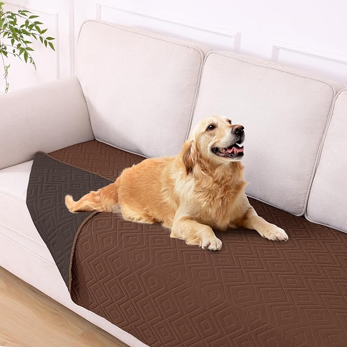 hyha Waterproof Dog Blanket, Soft Pet Bed Blankets, Waterproof Sofa Couch Cover for Dogs Washable, Reversible Pet Couch Covers for Sofa Furniture (40x80 Inch, Brown/Chocolate)