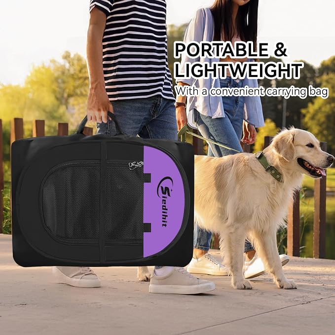 Siedihit Large Dog Playpen, Puppy Pet Playpen Indoor, Dogs Tent Crates Cage Indoor/Outdoor, Portable Pop Up Dog Kennel Playpen with Carrying Case for Dogs/Cats/Rabbits, Purple