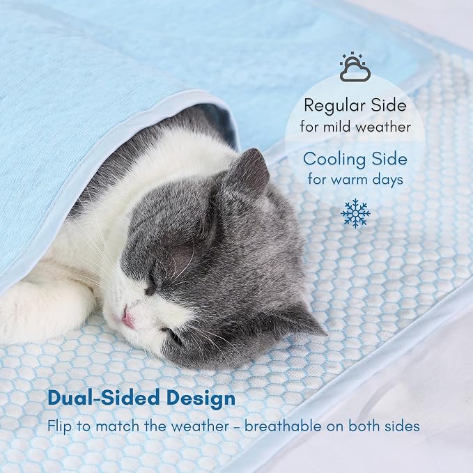 Woofry Double-Sided Pet Cooling Blanket, QMAX>0.5 Pet Throw Blanket, Stain Resistant Dog Cooling Mat, Lightweight Breathable Furniture Protector Bed Couch, Machine Washable, 30''*40''
