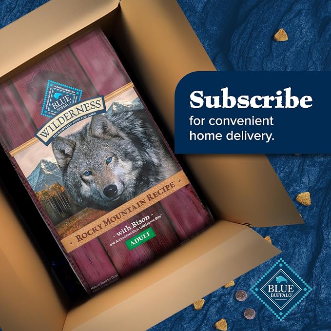 Blue Buffalo Wilderness Rocky Mountain Recipe with Bison High Protein & Wholesome Grains Dry Dog Food for Adult Dogs, 30% Protein, Supports Immunity With Antioxidant-Rich LifeSource Bits, 28 lbs.