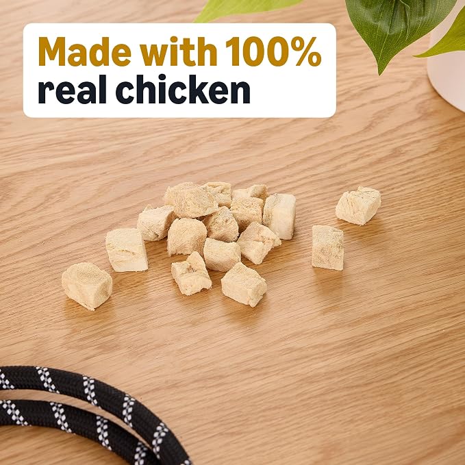 Amazon Basics Dog Treats Freeze Dried Raw Single Ingredient Chicken Breast, High Protein, Healthy Training Treats or Meal Topper for All Dogs, Grain-Free, 3 Oz (Previously Wag) (Pack of 2)
