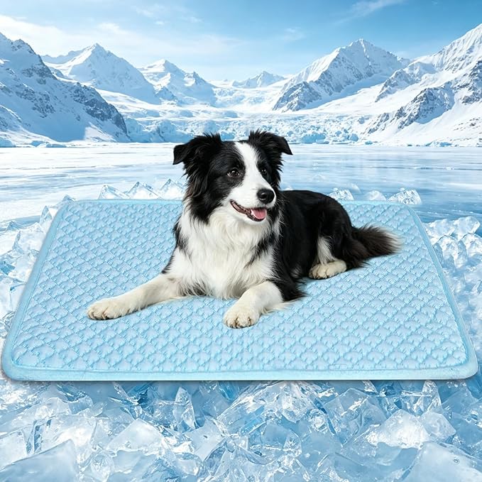 SOMOYA Cooling Mat for Dogs (Q-Max>0.45) Pet Cooling Pads Blanket Sleeping Kennel Mat,Washable Ice Silk Sleep Mat Pad Breathable for Large Dogs Cats Medium