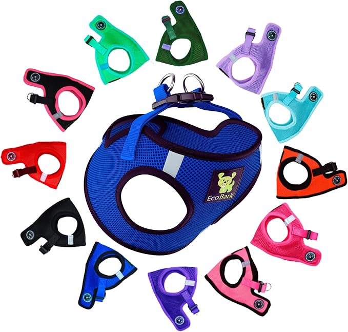 EcoBark Step in Dog Harness - Reflective Soft Luxurious Mesh Dog Harnesses for Small, and Medium Dogs - Eco-Friendly Comfort Secure Halter No Pull Adjustable Pet Vest (Royal Blue Sport, Large)