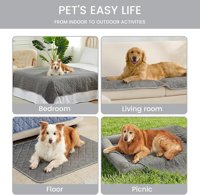 Cozy Bliss Deluxe Leakproof Cooling Blanket for Medium Dog Q-Max 0.5, Soft & Durable Washable Pet Cooling Mat for Hot Weather, Livingroom, Pet Throw & Couch Protector, Charcoal Grey, 30"x40"