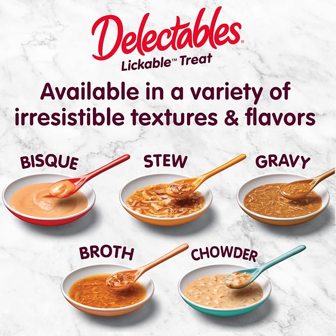 Delectables Lickable Treat Gravy Seafood Variety Wet Cat Treat & Food Topper, Food Topper, Hydrating, Grain-Free, No Fillers, No by-Products, No Added Preservatives, 1.4-oz Pouch, 12 Count