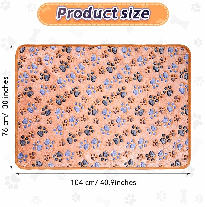 Tatuo 4 Pack Fleece Dog Blankets for Puppy Cats Multi-Size Sleep Mat for Pet Guinea Pig Soft Washable Warm Crate Bed Puppy Teething Toys Print Pattern Blanket Indoor(Coffee,41 x 30 Inch,Paw)