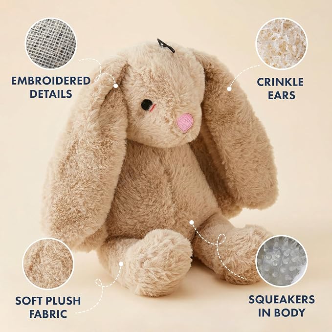 petlou Colossal Squeak 15-inch Promo Rabbit Dog Toys Not for Heavy Aggressive Chewers