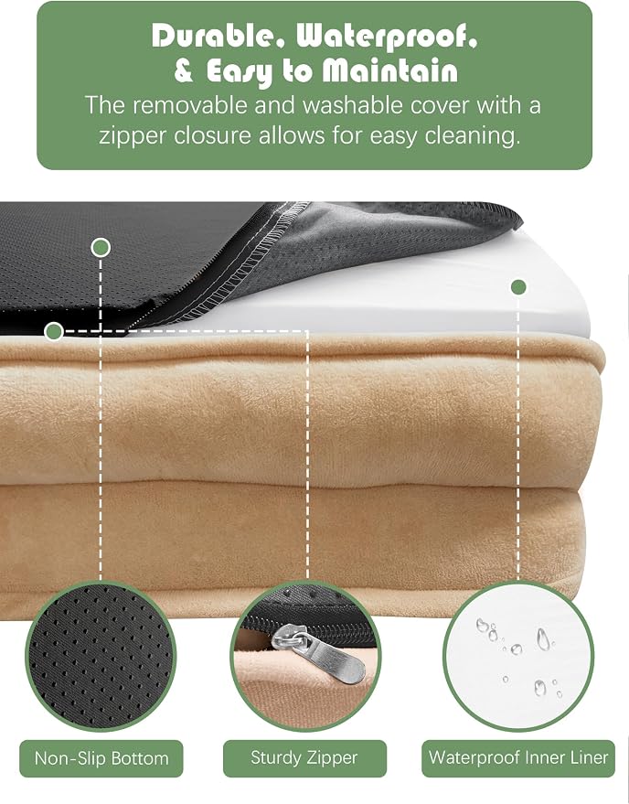 Spotted Play Orthopedic Dog Bed with Sides - Sofa Beds for Small Dogs, Supportive Foam Pet Couch Bed with Washable Removable Cover, Waterproof Lining and Non-Slip Bottom, Brown - S