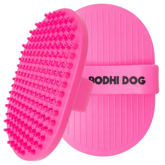 Bodhi Dog Shampoo Brush - Pet Grooming & Bath Supplies for Dogs and Cats - Bath Brush for Long & Short Hair - Premium Scrubber for Shower, Bathing & Massage (Two Pack, Pink)