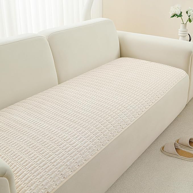 Foxdecor Couch Cover Sofa Covers Washable, Dog Bed Cover Couch Covers for 3 Cushion Couch Sofa Pet Friendly, Dog Couch Cover Furniture Covers for Pets.(Cream 32x70 inch)