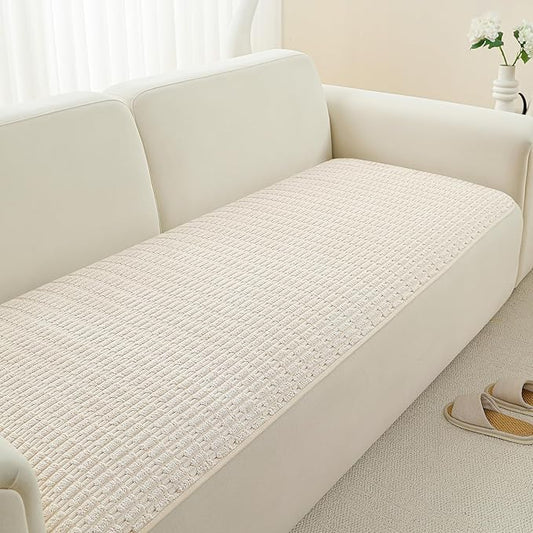 Foxdecor Couch Cover Sofa Cover Washable, Dog Bed Cover Couch Covers for 3 Cushion Couch Sofa Pet Friendly, Dog Couch Cover Furniture Covers for Pets.(Cream 32x82 inch)