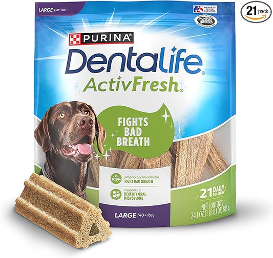 DentaLife ActivFresh Dog Chews for Large Dogs 40 lbs. and up, Dental Chews to Freshen Breath, Chicken Flavor, 24.1 oz., 21 Chews - 21 ct. Pouch
