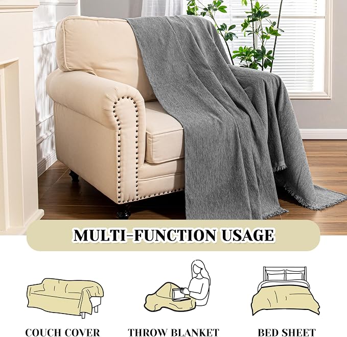MEETSKY Oversized Chair Cover Washable Recliner Chair Covers, Armchair Couch Cover Sofa Throw Cover for Single Couch, Soft Small Sofa Slipcovers for Pet, 71"x 91", Dark Grey