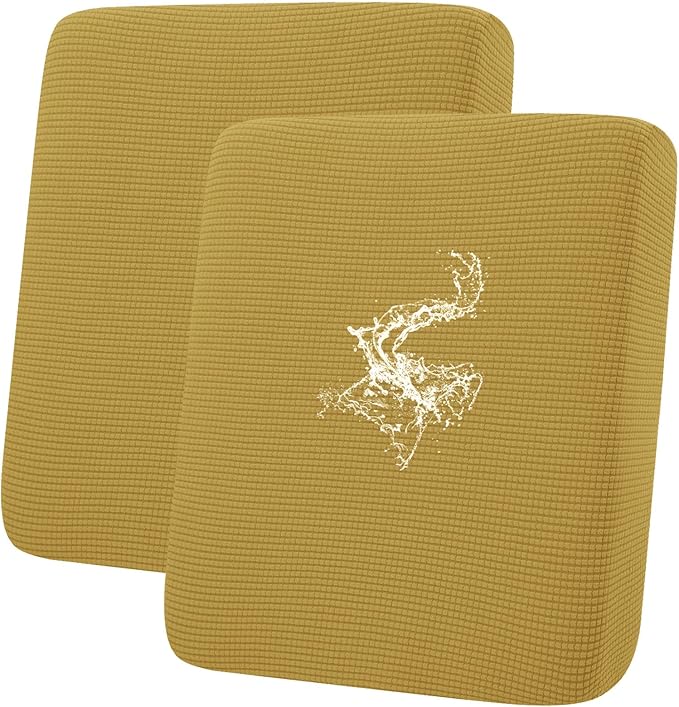 hyha Waterproof Couch Cushion Covers for Pets, Non Slip Sofa Cover for Dogs Washable, Soft Thick Stretch Jacquard Fabric, Sofa Slipcovers with Elastic Bottom (2 Pieces, Ginger Yellow)