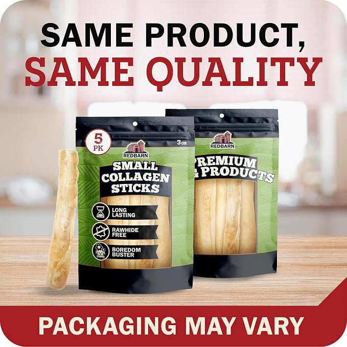 Redbarn Pet Products All-Natural Large 12" Beef Collagen Sticks for Dogs - Long Lasting Low-Odor Alternative to Traditional Rawhide & Bully Sticks - Supports Healthy Joints, Skin, & Coat - 3 Pack