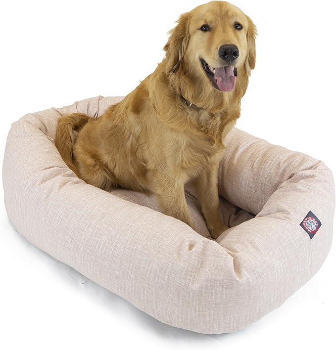 Majestic Pet 24 Inch Bagel Calming Dog Bed Washable – Cozy Soft Round Dog Bed with Spine Support for Dogs to Rest Their Head - Fluffy Donut Puppy Mat 24x19x7 (Inch) Small – Pink