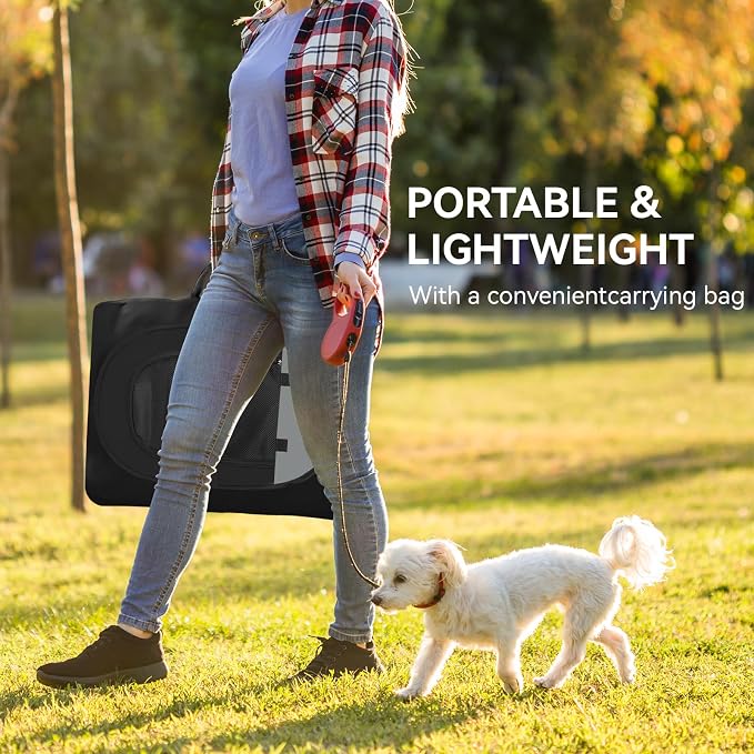 Siedihit Dark Grey Dog Cat Playpen, Puppy Pet Playpen, Small Dogs Tent Crates Cage Indoor/Outdoor, Portable Pop Up Dog Kennel Playpen with Carrying Case for Dogs/Cats/Rabbits