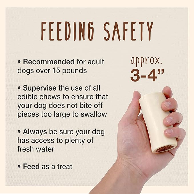 Cadet Stuffed Shin Bone, Long-Lasting Dog Chew Bones for Aggressive Chewers, High Protein Filled Bone Dental Chew for Dogs, Bacon & Cheese Flavor Filling, 3-4" for Small Dogs