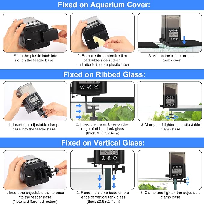 Smart Automatic Fish Feeder for Aquarium - [2026 Upgraded] 320ml Large Capacity & USB Rechargeable Fish Feeder Automatic Dispenser with LCD Display, Programmable Timer for Frequency & Portion Control
