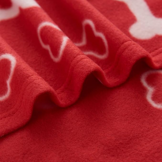 CAI TENG Pet Blanket Dog Blanket Cute Cat Fleece Blankets with Bone and Paw Print Soft Blanket for Kitten Puppy and Other Animals (Pack of 3, 47 x 47 in, Red, Black, Pink)