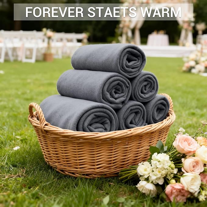 CULVE 24 Pack Fleece Throw Blanket 50x60 - Soft Lightweight Blankets in Bulk for Wedding, Gifts Pet Home Bed Sofa Couch Office Travel(Gray)