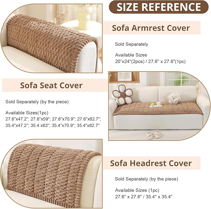 OstepDecor Couch Cover for Dogs, Washable Non Slip Sofa Cover for Pets, Soft Couch Covers for Sofa, Loveseat and Sectional, Furniture Protector Against Pet Hair & Scratches (27.6" x 59", Brown)