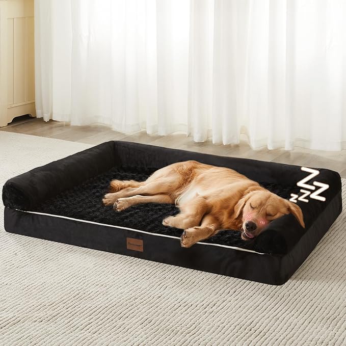 BFPETHOME Orthopedic Washable Dog Beds Large Sized Senior Dog for Comfy Sleeping with Removable Cover, Waterproof Big Soft Pet Couch Bed for Dogs Rerlax