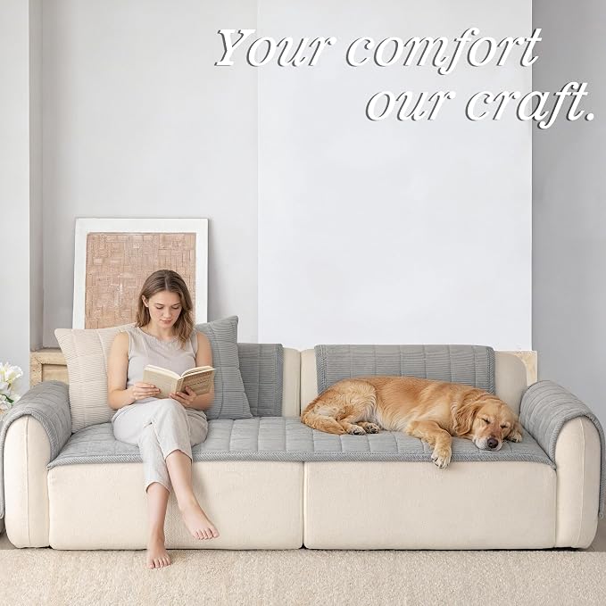 Premium Washable Couch Cover for Dogs, Non Slip Sectional Sofa Protector for L Shape Couch,Dog Couch Cover for Waterproof(1PC/27.6"x94.5",Light Grey)
