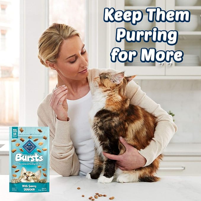 Blue Buffalo Bursts Crunchy Cat Treats, Seafood 2-oz Bag (6 Pack)