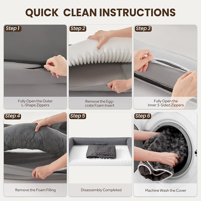 Large Dog Beds Large Sized Dogs, Orthopedic XXL XL Dog Bed for Medium Size Dogs, Big Waterproof Couch Sofa with Removable Washable Cover for Pet, Light Grey, 36"*27"*6.5"