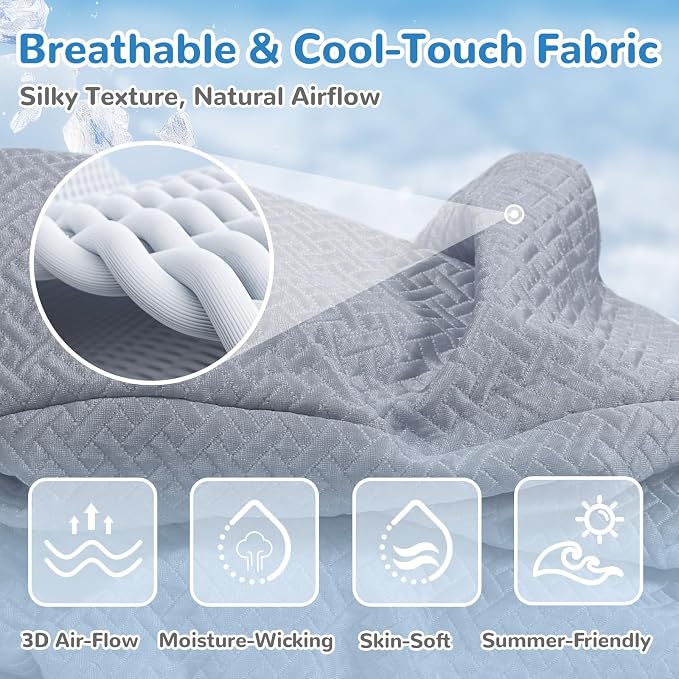 YAEM Cooling Human Dog Bed, 71"x45"x12" Breathable Human Size Dog Bed for Adults, Waterproof Giant Pet Beds with Washable Cover & Non-Skid Bottom, Glacier Grey