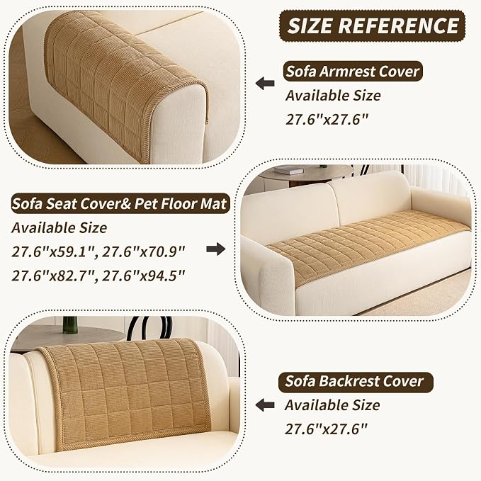 Couch Covers for Dogs Washable, Non Slip Couch Covers for Loveseat Sofa Pet Friendly, Soft Fuzzy Sofa Covers for Pet, Dog Couch Cover Furniture Protector(1PC,Light Brown,27.6"x27.6")