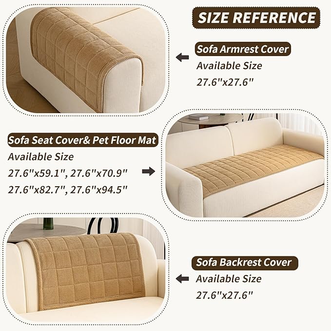 Couch Covers for Dogs Washable, Non Slip Couch Covers for Loveseat Sofa Pet Friendly, Soft Fuzzy Sofa Covers for Pet, Dog Couch Cover Furniture Protector(1PC,Light Brown,27.6"x94.5")