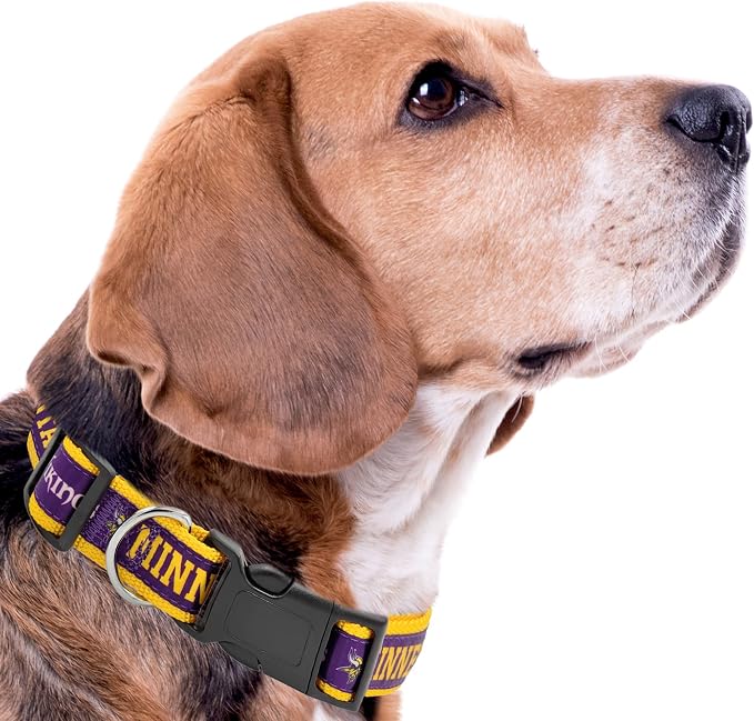 Pets First NFL Minnesota Twins Licensed PET COLLAR, Medium - Heavy-Duty, Strong, and Durable Dog Collar. Available in 31 Football Teams and 4 Sizes