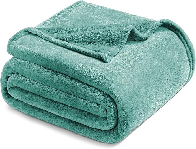 Exclusivo Mezcla Fleece Blanket King Size for Bed, Super Soft and Warm, All Season, Cozy, Plush, Lightweight, 90x104 Inches, Celadon
