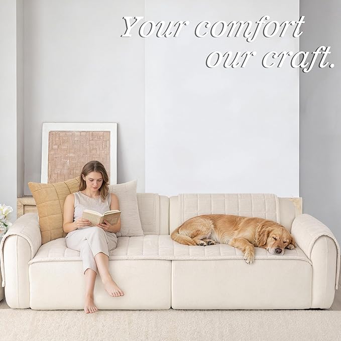 Premium Washable Couch Cover for Dogs, Non Slip Sectional Sofa Protector for L Shape Couch,Dog Couch Cover for Waterproof(1PC/27.6"x27.6",White)