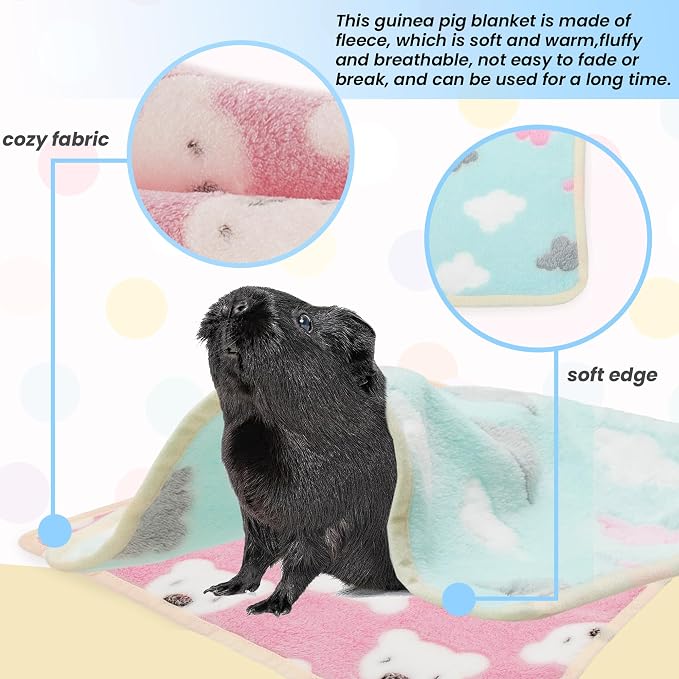 Guinea Pig Bedding Blankets - 6 Pack Soft Fleece Liner Small Animal Cage Accessories for Rat Hedgehog Chinchilla Hamster Rabbit Bunny, Washable Sleep Mat Bedding Accessories (16"*24")