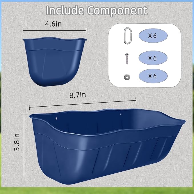 Hanging Chicken Feeders,Duck Feeder Waterer,Small Feed Trough 1.3 Quart 3 Pack,Hanging Fence Feed Trough for Poultry,Blue