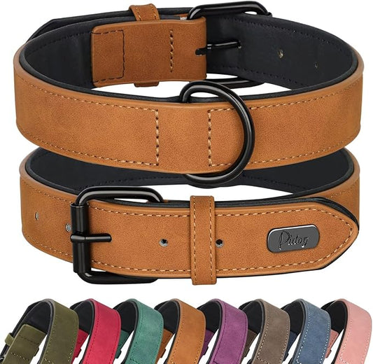 Didog Soft Padded PU Leather Dog Collar, Breathable and Adjustable Dog Collar for Large Dogs, Comfortable for Daily Walk, Light Brown, XL Fit Neck 18-22"(45-71 lbs)