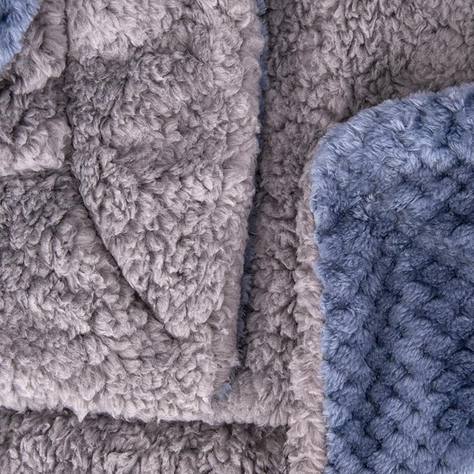 Fuzzy Blanket or Fluffy Blanket for Baby Girl or boy, Soft Warm Cozy Coral Fleece Toddler, Infant or Newborn Receiving Blanket for Crib, Stroller, Travel, Outdoor (40" x 48", DG-Smoked Blue)