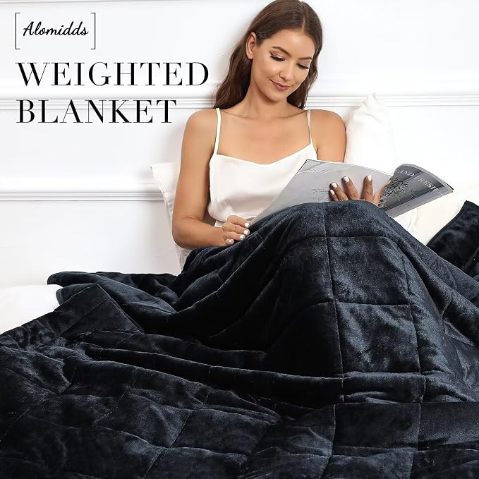 Alomidds Weighted Blanket Twin 20 Pounds, Adult Weighted Blankets with Soft Plush Flannel Fleece & Cozy Warm Sherpa for Sofa Bed, Microfiber Heavy Blanket Great for Sleeping, 48 x 72inches,Dark Grey