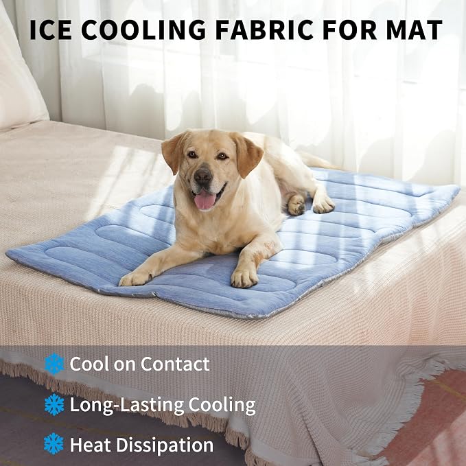 Cooling Mat for Large Dogs, Q-Max>0.46 - Self-Cooling Dog Bed with Arc-Chill Technology,Washable Dog Cooling Mat for Small & Medium Dogs, Indoor Outdoor Kennel Floor Use (36" x 24" - Large-Crate)