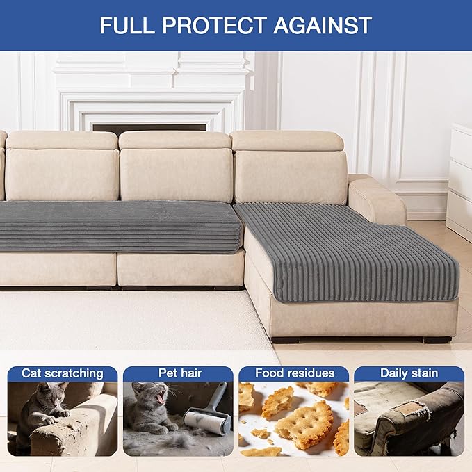 MYSKY HOME 100% Waterproof Couch Cover for Dogs, Sectional Couch Covers, Non Slip 2 Pieces Sofa Slipcover, L Shape Sofa Cover Washable Furniture Protector for Pet, Dark Grey, 35"x70.9"+35"x70.9"
